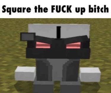 image of 2b as a minecraft mob. captioned "square the FUCK up bitch"