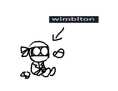 a tiny drawing of hank, labelled "wimblton"