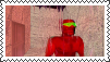 a stamp. the cruelty squad protagonist stands in the shower, dead eyed