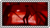 a stamp. screenshot from generation loss, ranboo walking down the deactivated escalator, looking back at the cameraman