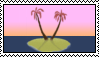 a stamp. the small palm tree island from the static speaks my name